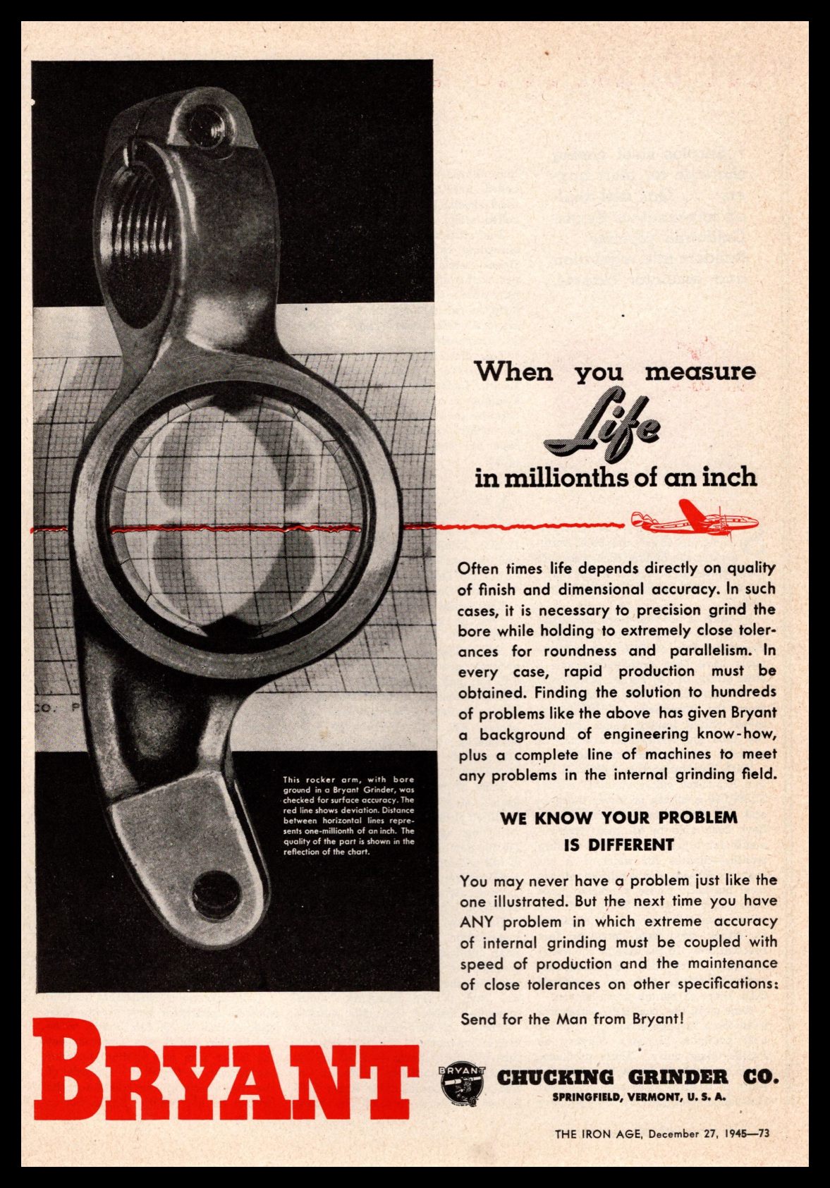 1945 The Bryant Chucking Grinder Company Springfield Vermont Rocker Arm Print Ad Ebay