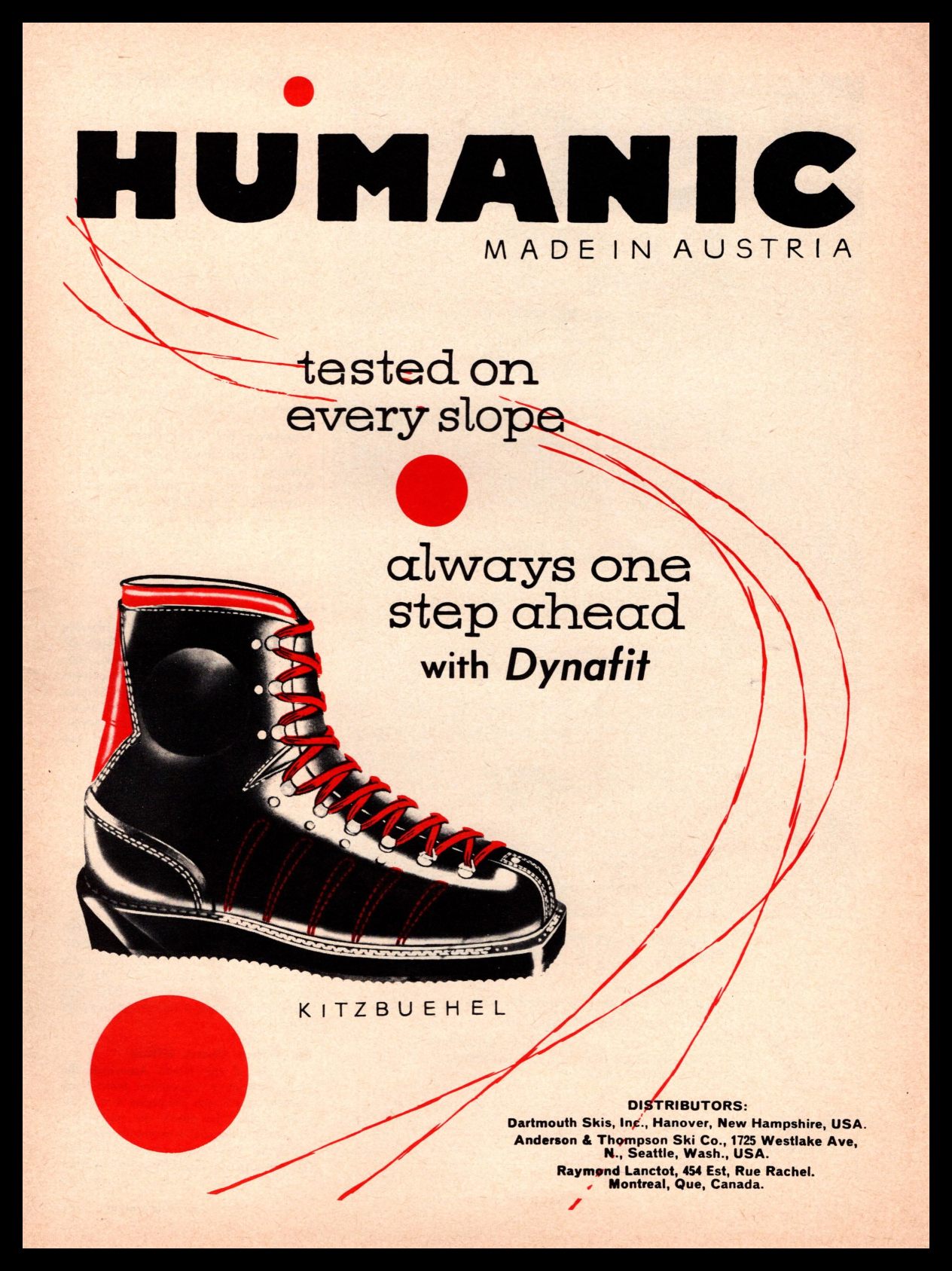 1960 Humanic &quot;Dynafit&quot; Kitzbuehel Austria Snow Ski Boots